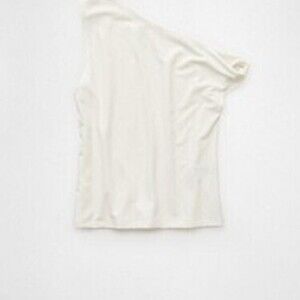 AE Asymmetrical Twist Shoulder Tank Top White NWT Large